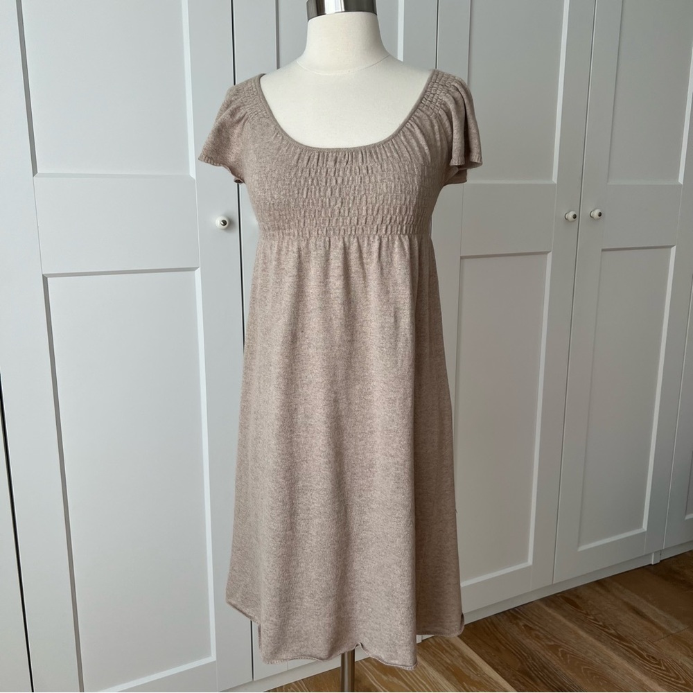 ANTHROPOLOGIE Moth Cashmere Smocked Short Sleeve Babydoll Sweater Dress XSmall - Picture 5 of 10